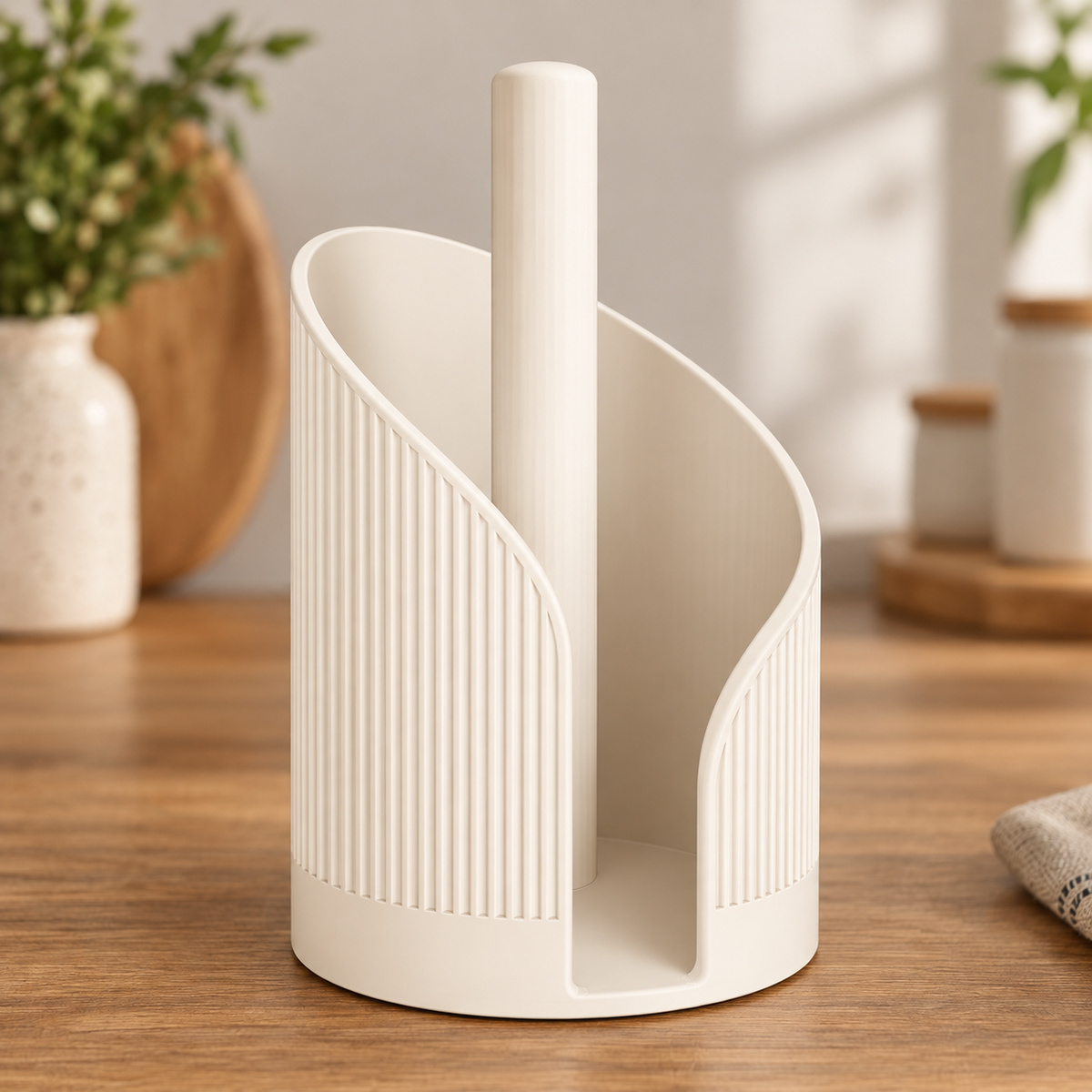 Sculptural Fluted Paper Towel Holder