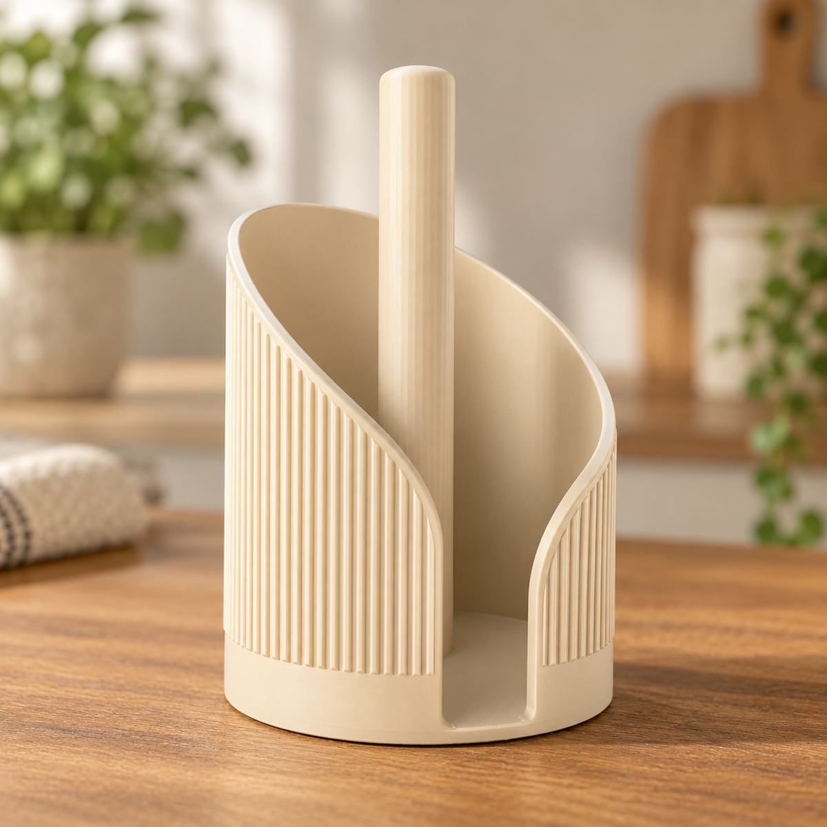 Sculptural Fluted Paper Towel Holder