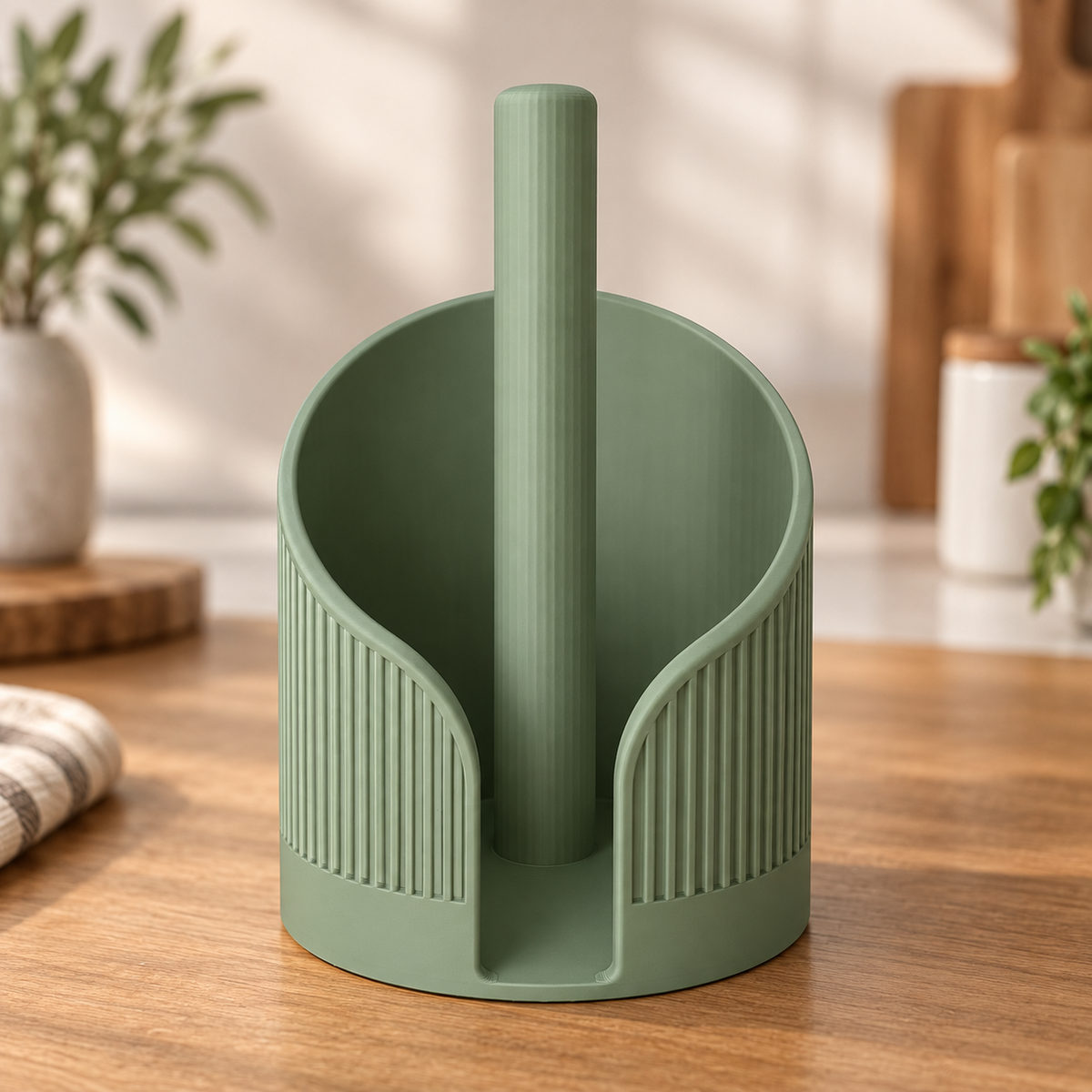 Sculptural Fluted Paper Towel Holder