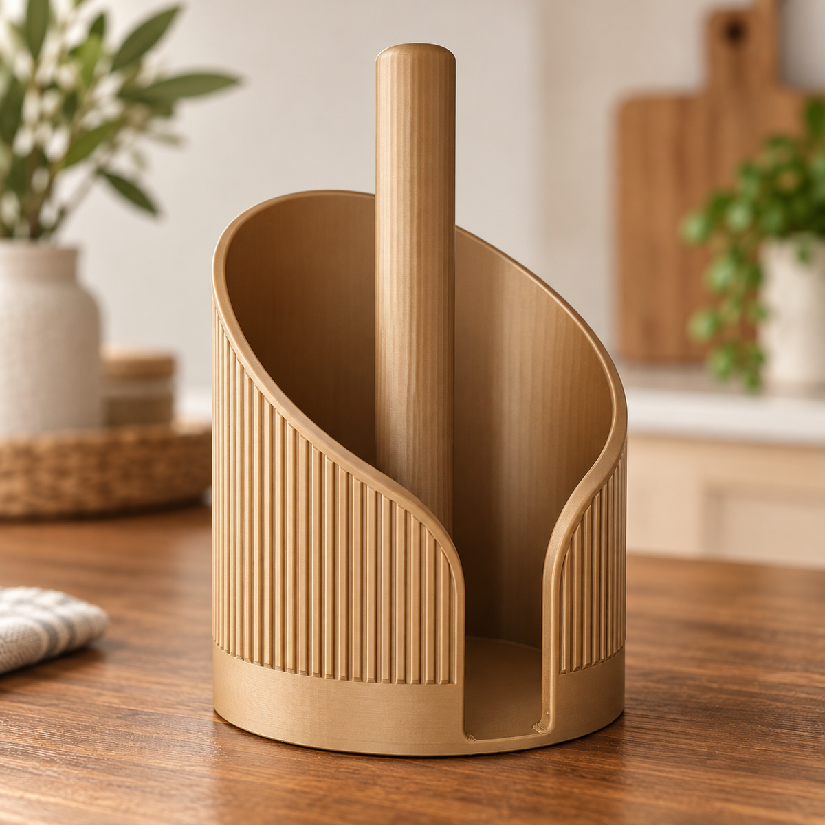 Sculptural Fluted Paper Towel Holder